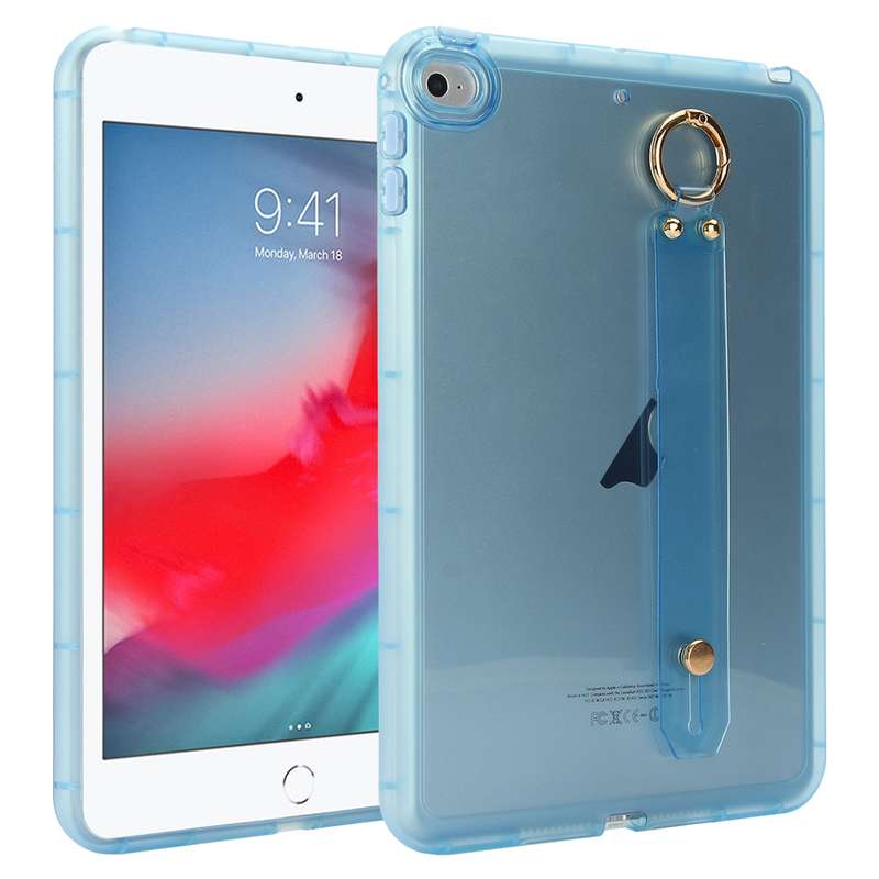 For iPad mini 5 / 4 Wristband Holder PC Hybrid TPU Soft Tablet Case(Pink)