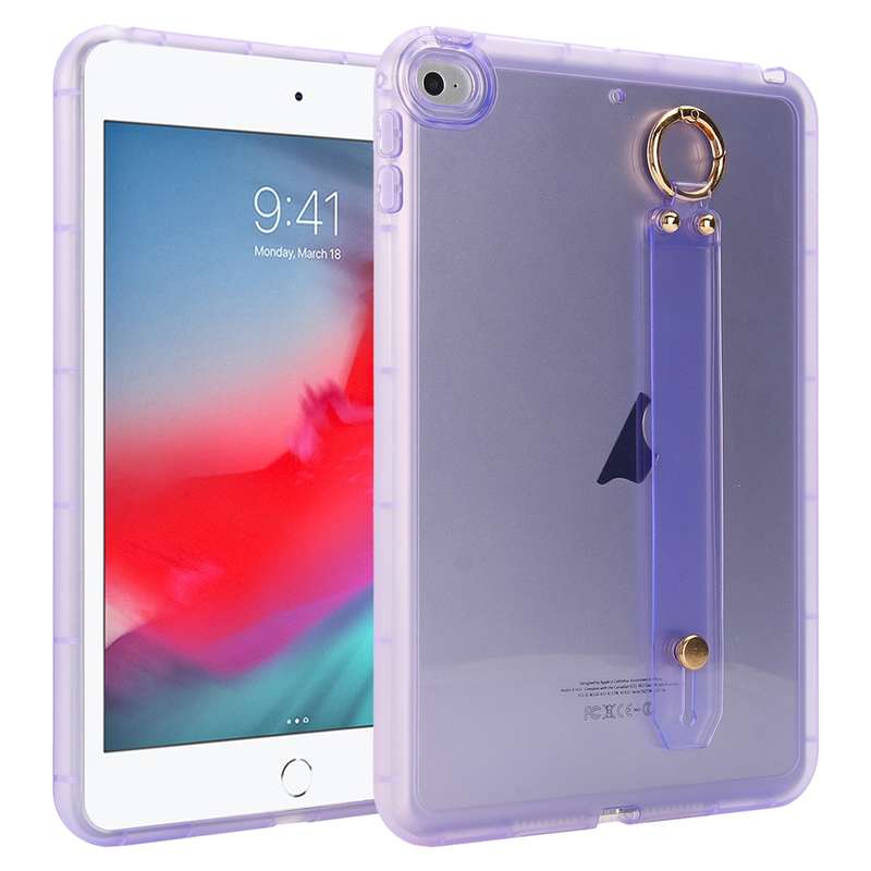 For iPad mini 5 / 4 Wristband Holder PC Hybrid TPU Soft Tablet Case(Pink)