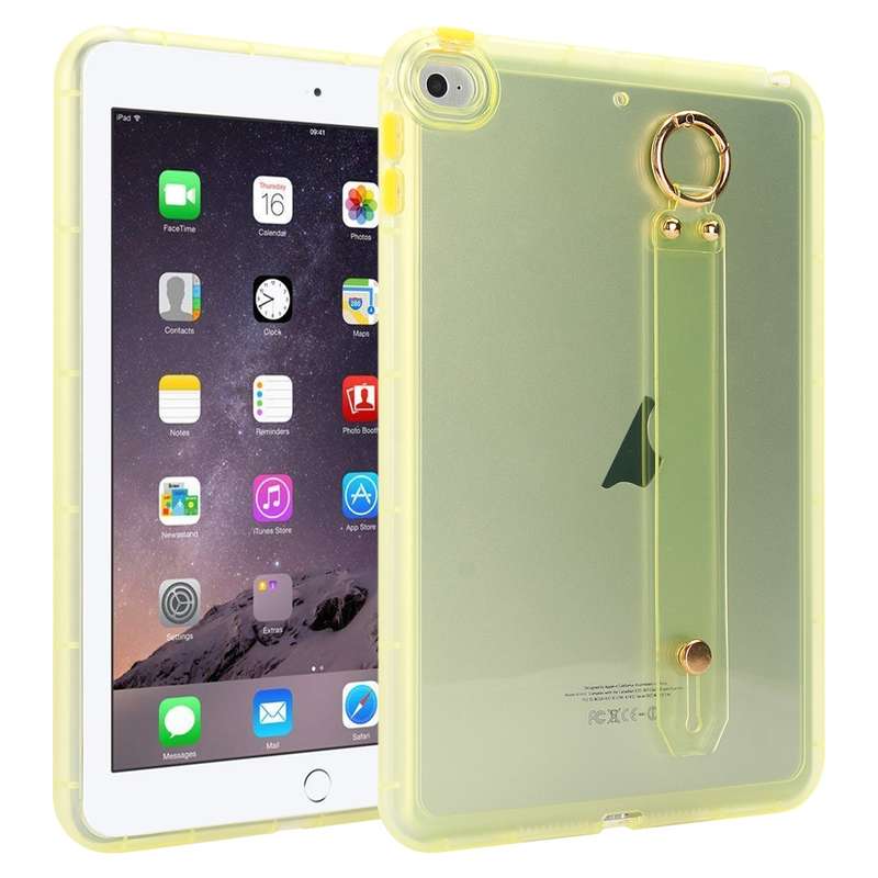 For iPad Air 2 / 9.7 2017 / 2018 Wristband Holder PC Hybrid TPU Soft Tablet Case(Pink)