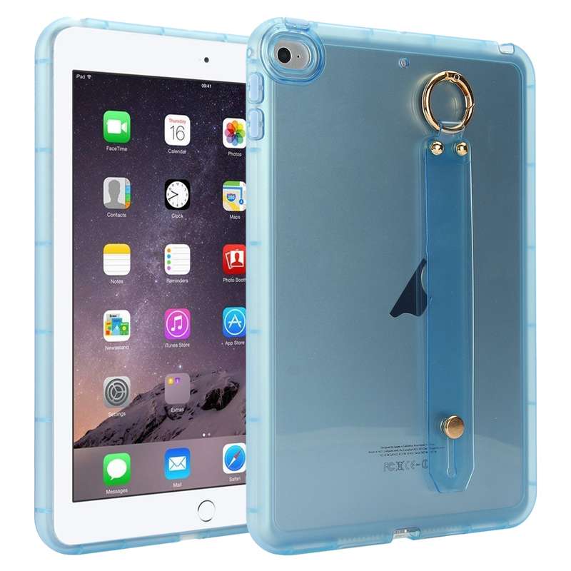 For iPad Air 2 / 9.7 2017 / 2018 Wristband Holder PC Hybrid TPU Soft Tablet Case(Pink)
