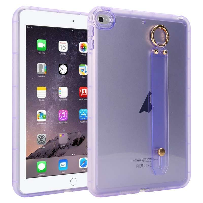 For iPad Air 2 / 9.7 2017 / 2018 Wristband Holder PC Hybrid TPU Soft Tablet Case(Pink)