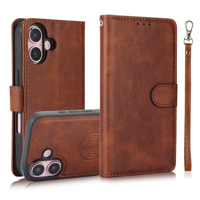 For iPhone 16 Calf Texture 2 in 1 Detachable Magnetic Back Cover Leather Case(Black)