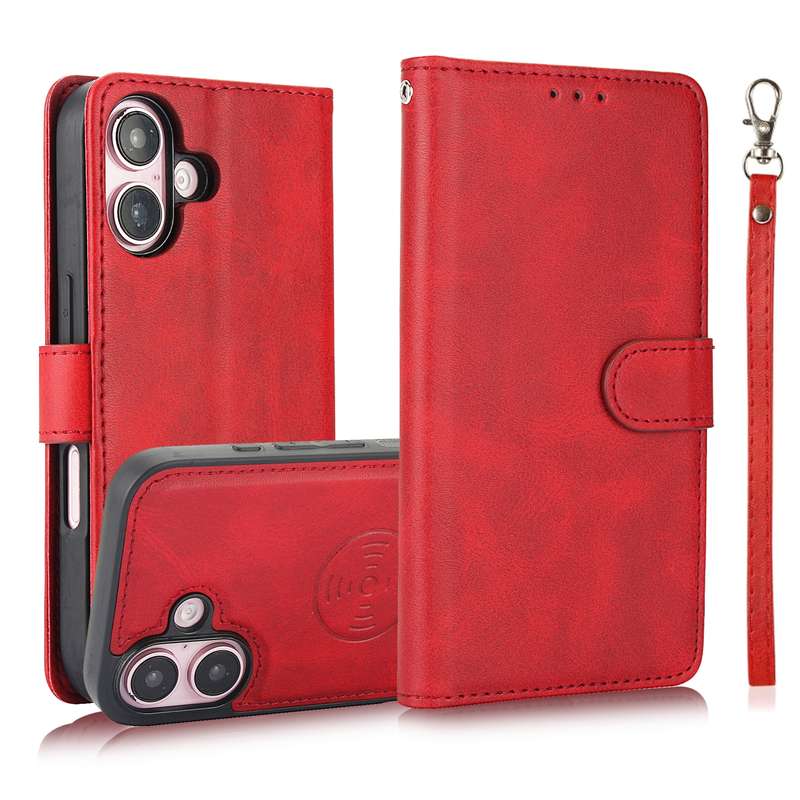 For iPhone 16 Calf Texture 2 in 1 Detachable Magnetic Back Cover Leather Case(Black)