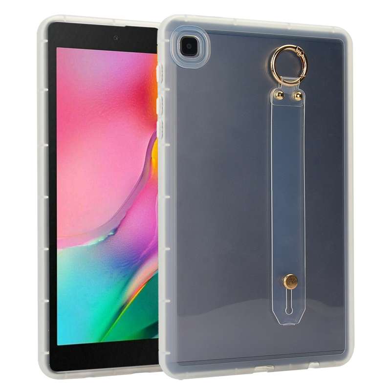 For Samsung Galaxy Tab A 8.0 2019 T290 Wristband Holder PC Hybrid TPU Soft Tablet Case(Pink)