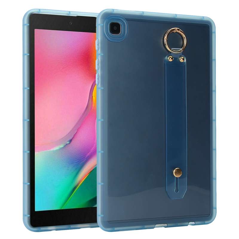 For Samsung Galaxy Tab A 8.0 2019 T290 Wristband Holder PC Hybrid TPU Soft Tablet Case(Pink)