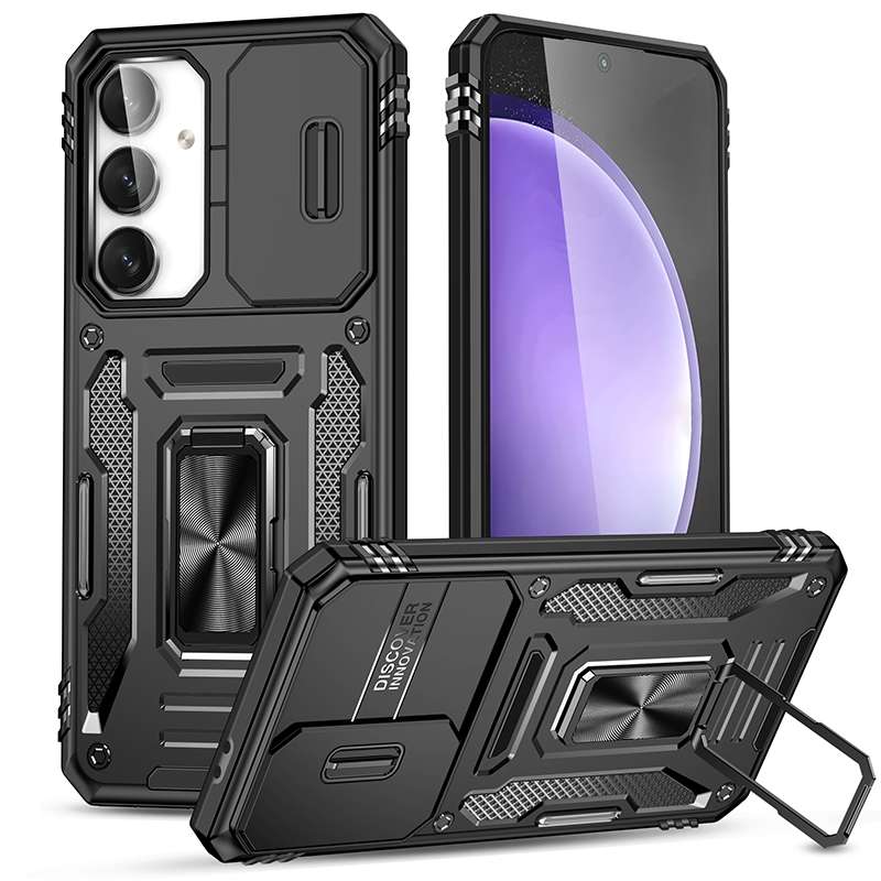 For Samsung Galaxy S24 FE 5G Armor PC Hybrid TPU Camera Shield Phone Case