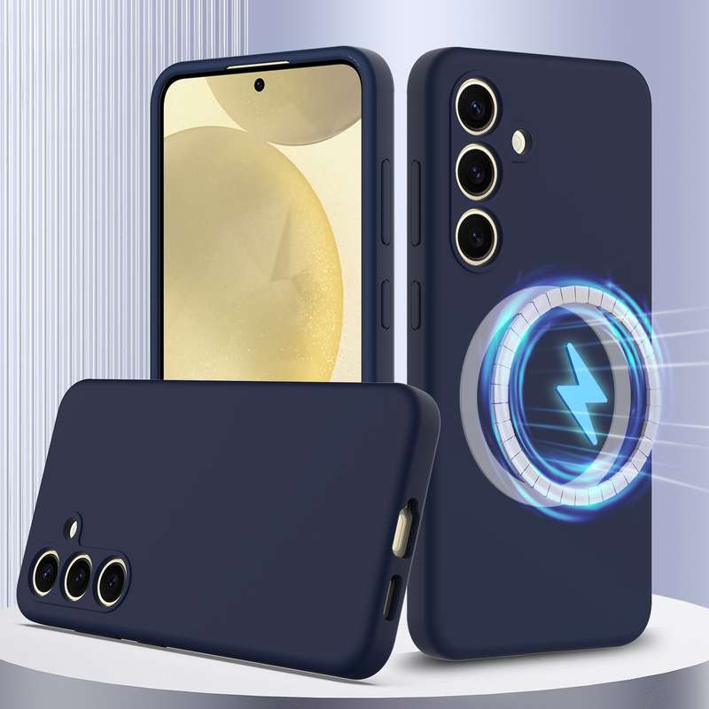 For Samsung Galaxy S24 FE 5G Shockproof Silicone Magsafe Phone Case(Navy Blue)