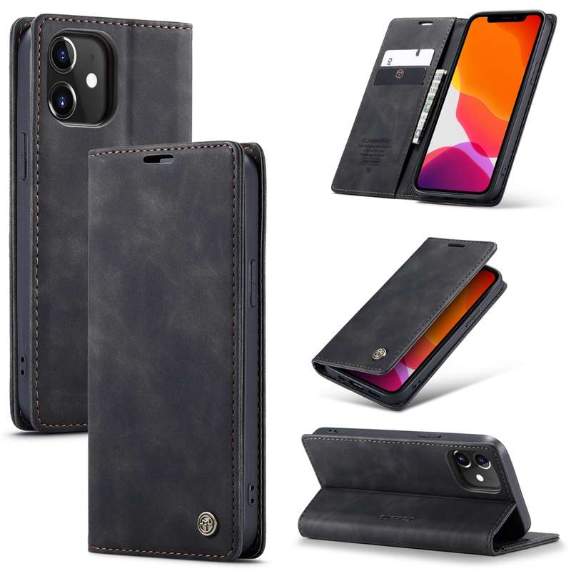 For iPhone 12 / 12 Pro CaseMe-013 Multifunctional Retro Frosted Horizontal Flip Leather Case with Ca