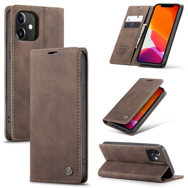 For iPhone 12 / 12 Pro CaseMe-013 Multifunctional Retro Frosted Horizontal Flip Leather Case with Ca