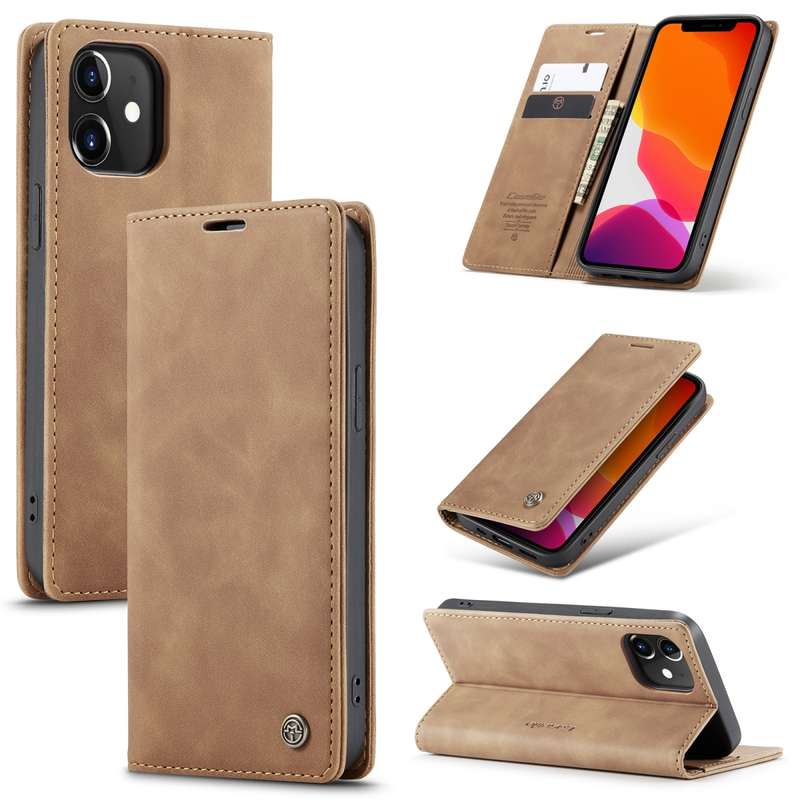For iPhone 12 / 12 Pro CaseMe-013 Multifunctional Retro Frosted Horizontal Flip Leather Case with Ca