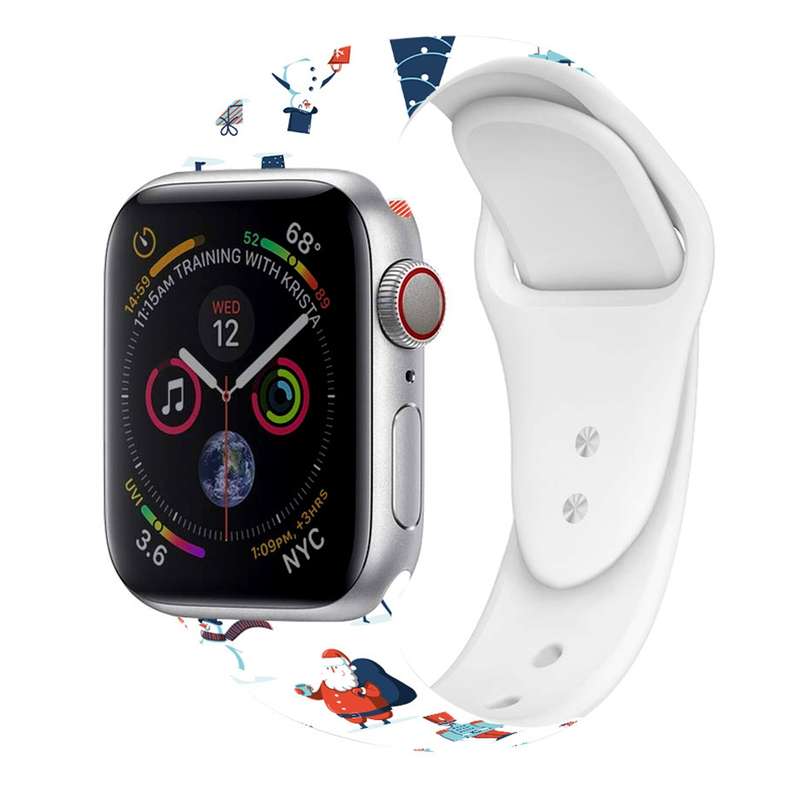 For Apple Watch 42mm / 41mm / 40mm / 38mm Christmas Pattern Silicone Watch Band