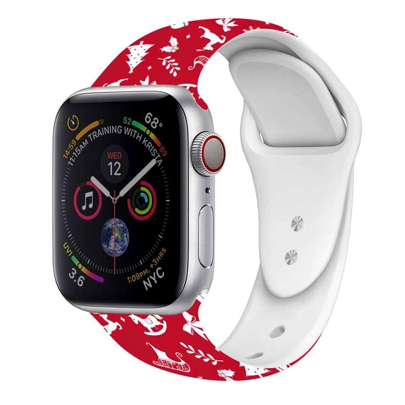 For Apple Watch 42mm / 41mm / 40mm / 38mm Christmas Pattern Silicone Watch Band