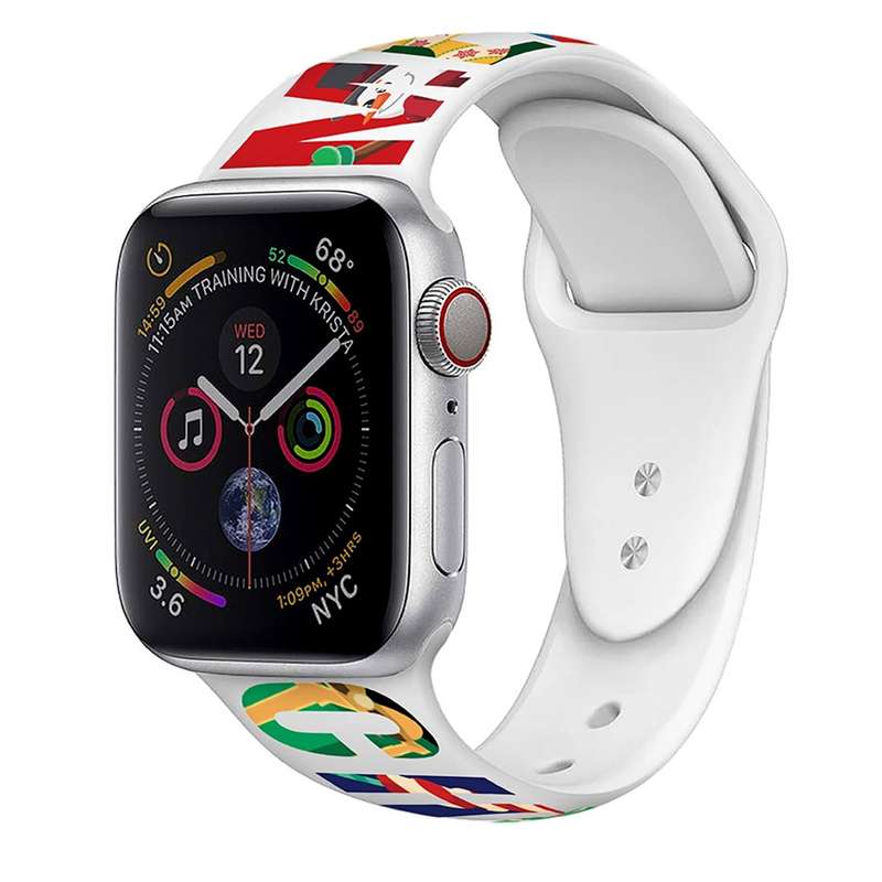 For Apple Watch 42mm / 41mm / 40mm / 38mm Christmas Pattern Silicone Watch Band