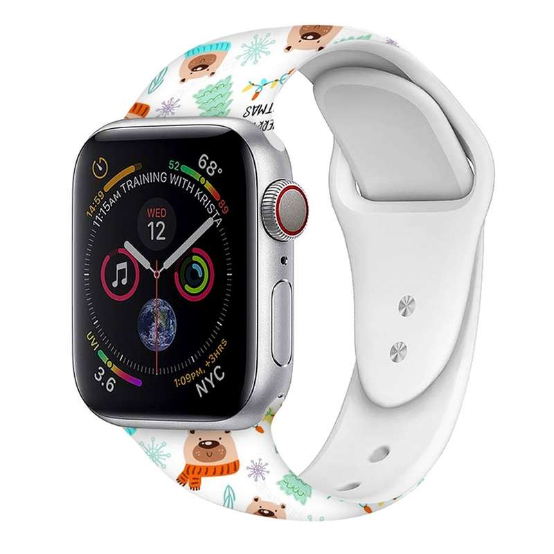 For Apple Watch 42mm / 41mm / 40mm / 38mm Christmas Pattern Silicone Watch Band