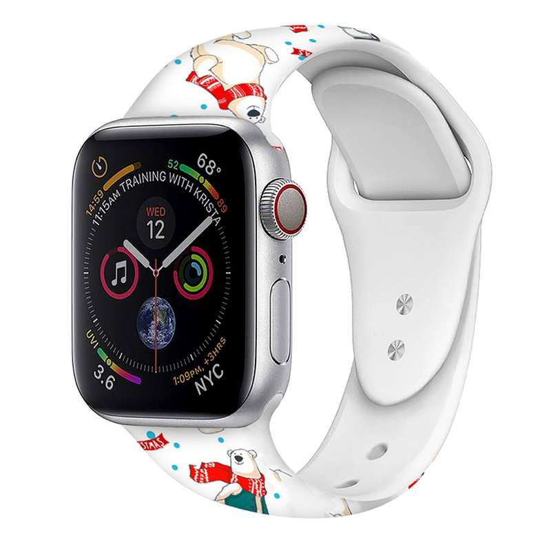 For Apple Watch 42mm / 41mm / 40mm / 38mm Christmas Pattern Silicone Watch Band