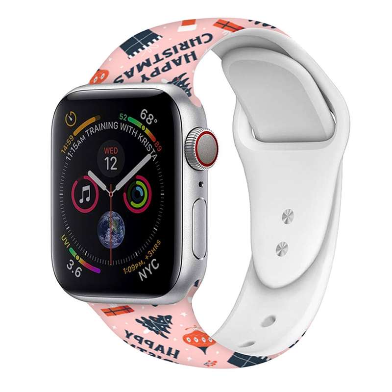 For Apple Watch 42mm / 41mm / 40mm / 38mm Christmas Pattern Silicone Watch Band