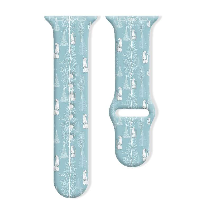 For Apple Watch 42mm / 41mm / 40mm / 38mm Christmas Pattern Reverse Buckle Silicone Watch Band(Santa