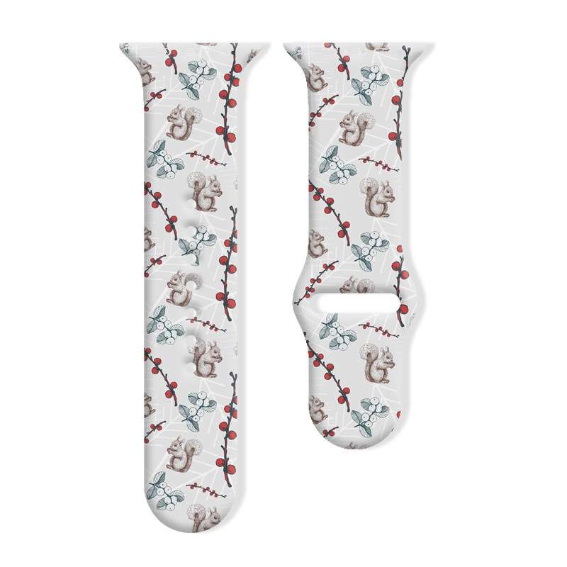 For Apple Watch 42mm / 41mm / 40mm / 38mm Christmas Pattern Reverse Buckle Silicone Watch Band(Santa