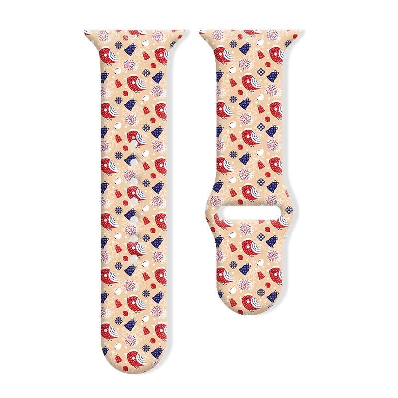 For Apple Watch 42mm / 41mm / 40mm / 38mm Christmas Pattern Reverse Buckle Silicone Watch Band(Santa