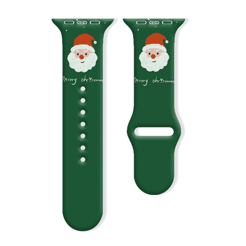 For Apple Watch 42mm / 41mm / 40mm / 38mm Christmas Pattern Reverse Buckle Silicone Watch Band(Santa
