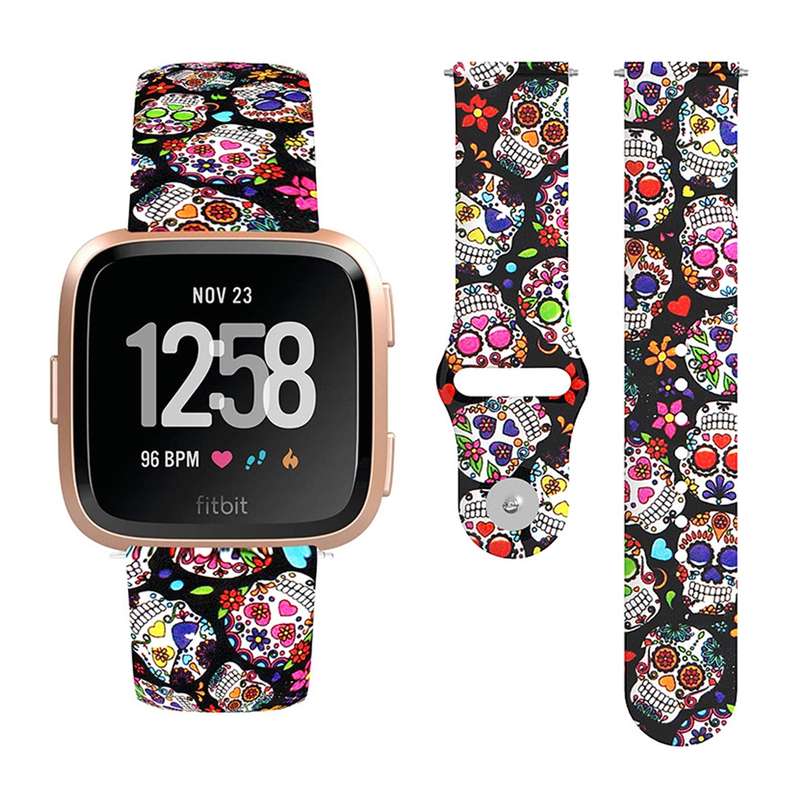 For Fitbit Versa 2 / Lite 22mm Reverse Buckle Printed Silicone Watch Band(Brown Leopard)