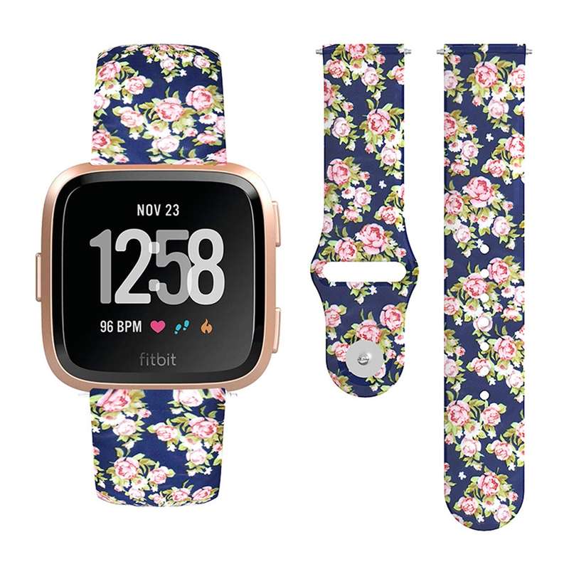 For Fitbit Versa 2 / Lite 22mm Reverse Buckle Printed Silicone Watch Band(Brown Leopard)