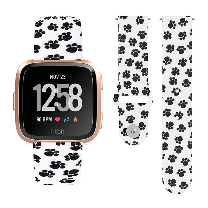 For Fitbit Versa 2 / Lite 22mm Reverse Buckle Printed Silicone Watch Band(Brown Leopard)
