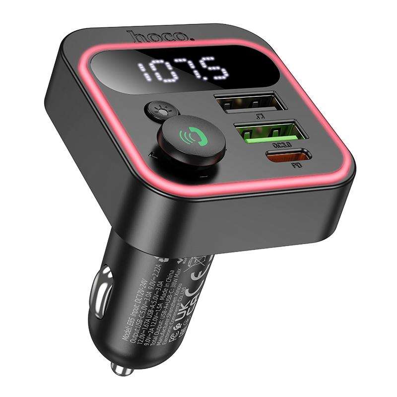 hoco E85 Tiger PD 20W and QC 3.0 Car Bluetooth FM Transmitter(Black)