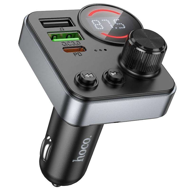 hoco E86 Alegria 48W Dual Port PD 30W and QC 3.0 Car Bluetooth FM Transmitter(Black)