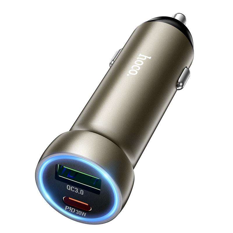 hoco Z54A Prosperous PD30W and QC3.0 Dual Port Car Charger(Gold)