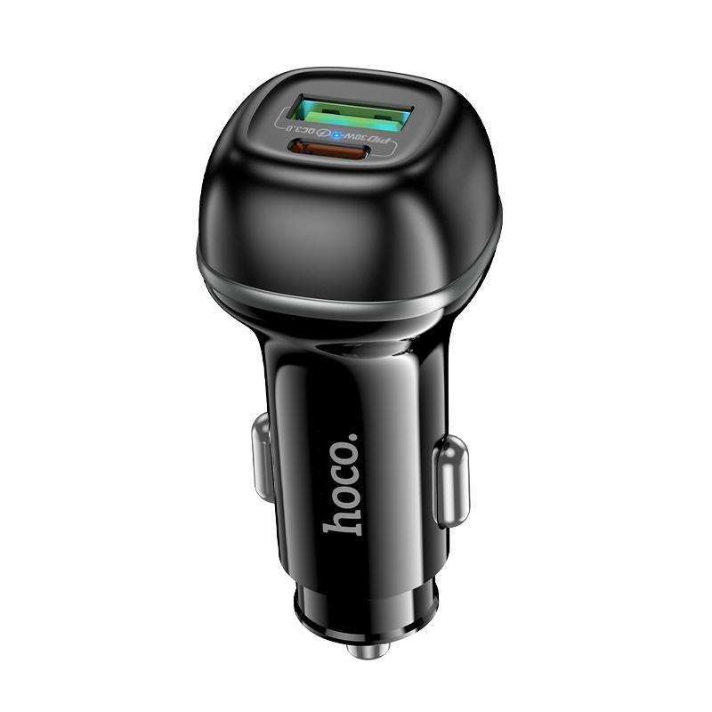 hoco Z58A Rank Dual Port PD30W and QC3.0 Car Charger(Black)