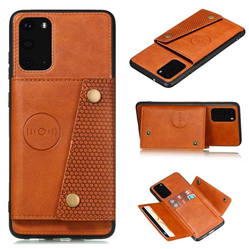 For Samsung Galaxy Note 20 Double Buckle PU + TPU Shockproof Magnetic Protective Case with Card Slot