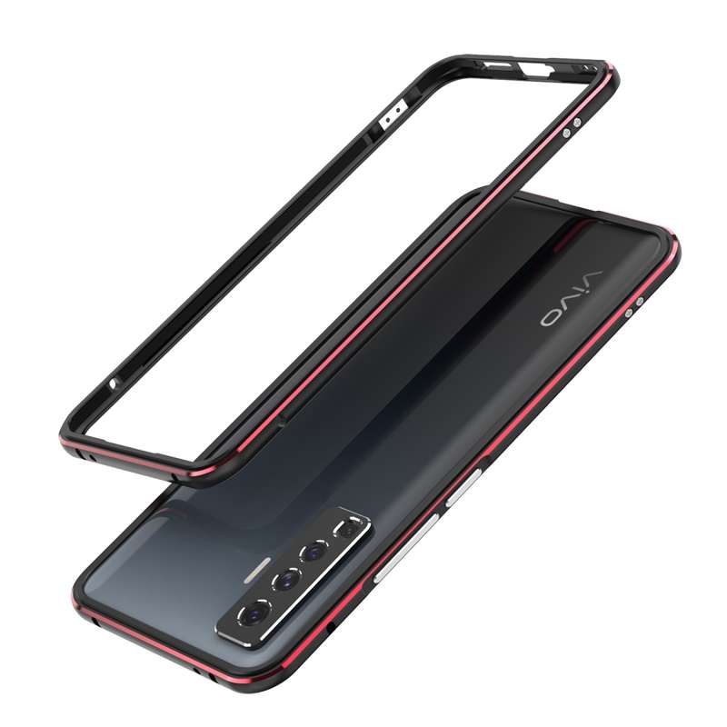 For Vivo X50 & X50 Pro Aluminum Alloy Shockproof Protective Bumper Frame(Black Silver)