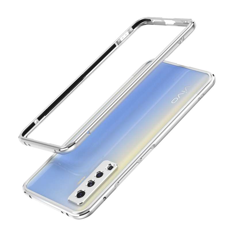 For Vivo X50 & X50 Pro Aluminum Alloy Shockproof Protective Bumper Frame(Black Silver)