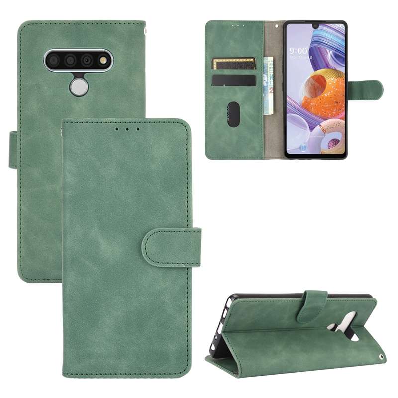 For LG Stylo 6 Solid Color Skin Feel Magnetic Buckle Horizontal Flip Calf Texture PU Leather Case wi