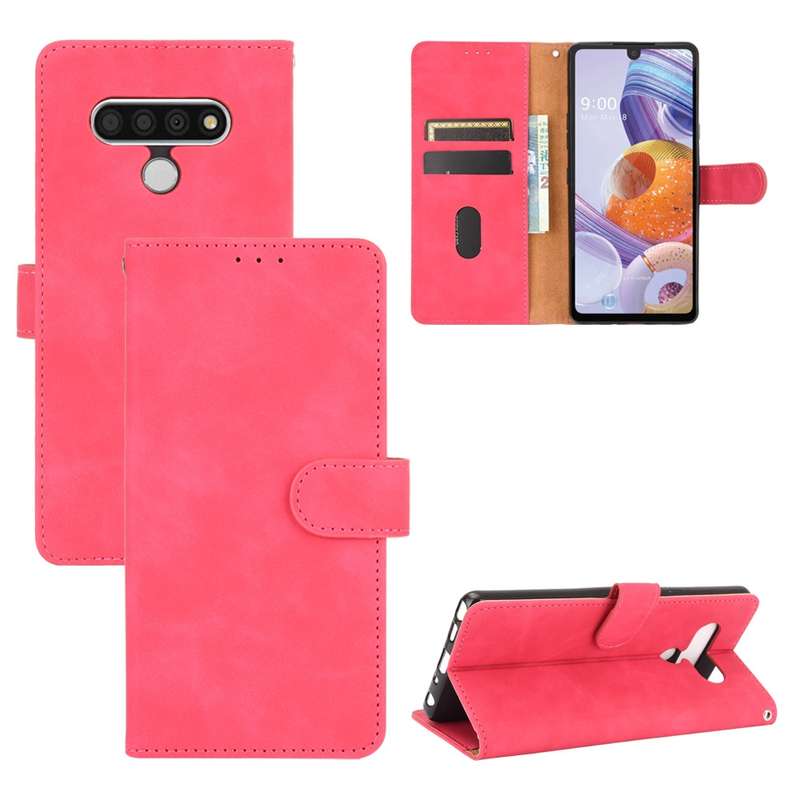 For LG Stylo 6 Solid Color Skin Feel Magnetic Buckle Horizontal Flip Calf Texture PU Leather Case wi