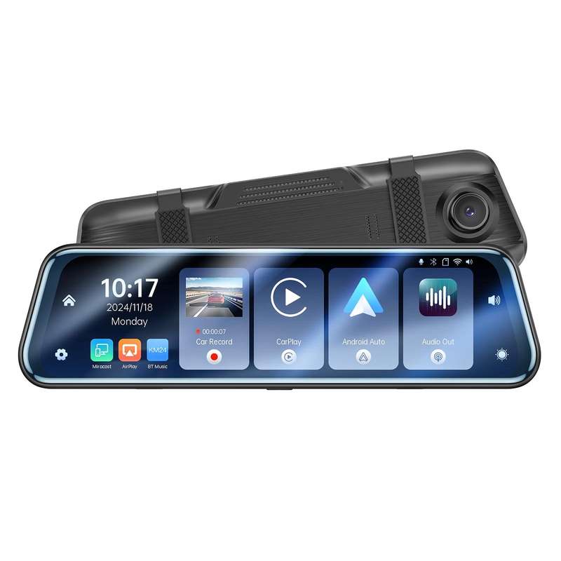 Yesido KM24 9.66 inch HD Image Reversing Assist CarPlay Streaming Rearview Mirror Dash Cam(Black)
