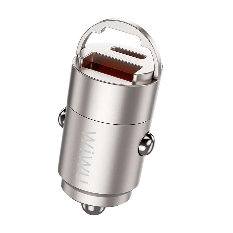 WiWU Wi-QC028 Nano Series 30W USB / Type-C Fast Car Charger(Titanium)