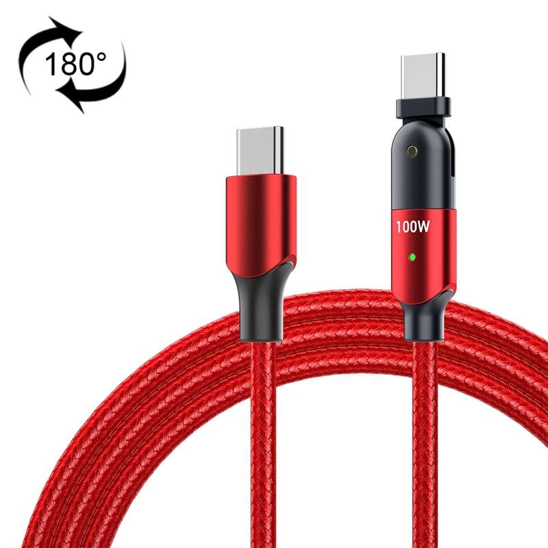 FXCTL-WY0G 100W 5A USB-C / Type-C to Type-C 180 Degree Rotating Elbow Fast Charging Cable, Length:1.
