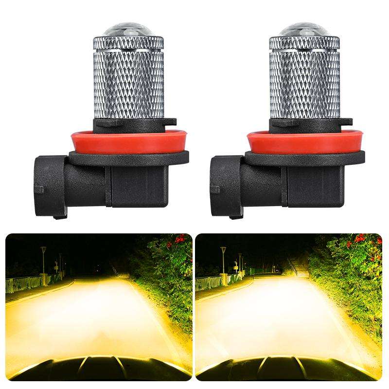 H11 Pair 8.5W 12-60V Car Lens Fog Light Bulb(Gold Light)