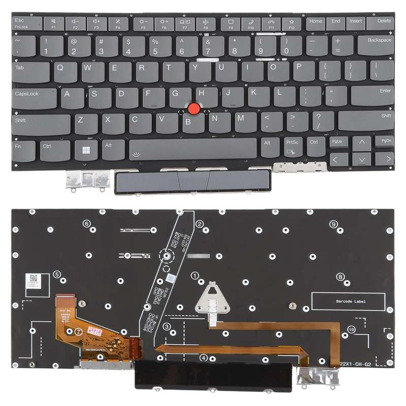 US Version Backlit Laptop Keyboard for Lenovo Thinkpad X1 YOGA 6TH 2021(Gray)