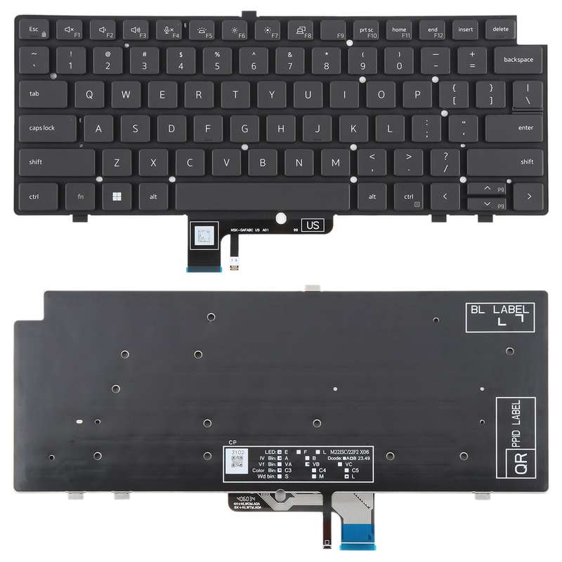 US Version Backlit Laptop Keyboard for Dell Latitude 7340 7440 7640(Black)