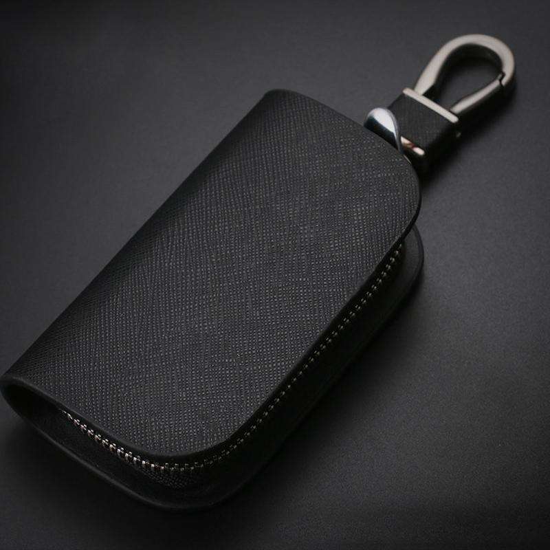 Universal Car Key Case Car Key Cowhide Leather Protective Cover(Dark Green)