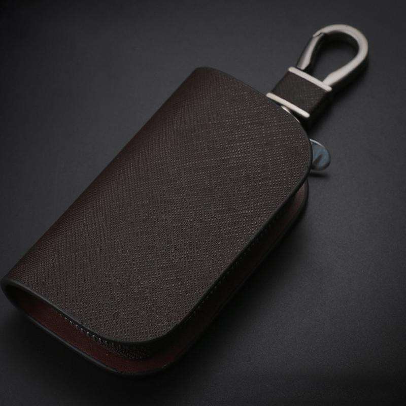 Universal Car Key Case Car Key Cowhide Leather Protective Cover(Dark Green)