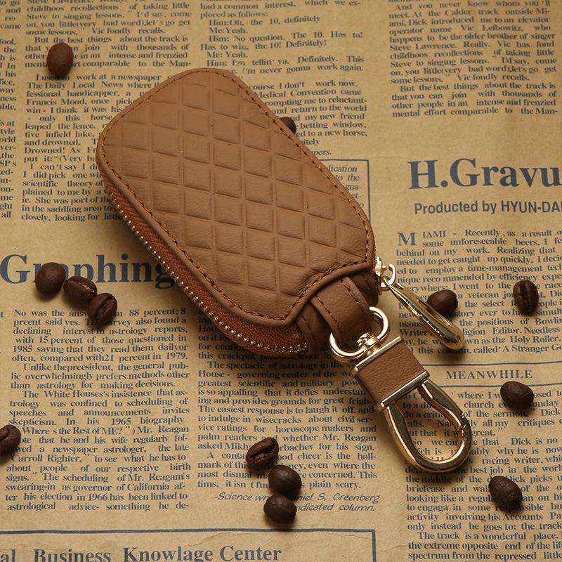 Microfiber Leather Universal Car Key Case Protective Cover(Brown)