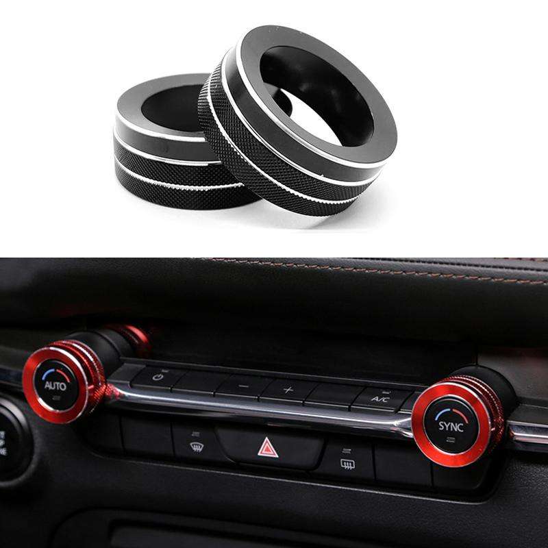 For Mazda Axela CX-30 2020-2022 2pcs Multimedia / Central Control Knob Metal Decorative Ring(Red)