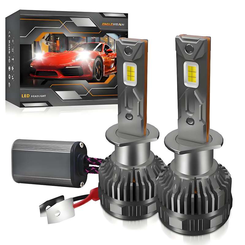 H1 2pcs/Pack 50W 6000LM 6000K Car Double Copper Tube LED Headlight Bulb(Gun Color)