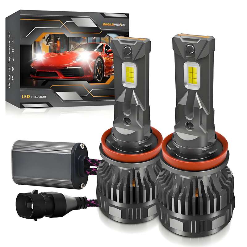 H11 2pcs/Pack 50W 6000LM 6000K Car Double Copper Tube LED Headlight Bulb(Gun Color)