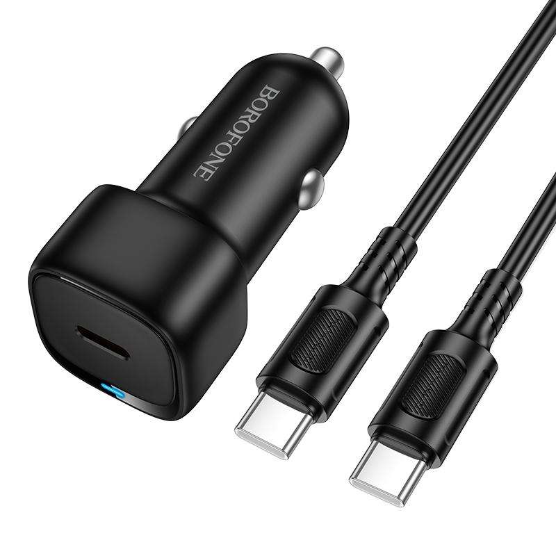 BOROFONE BZ34A Cloud PD20W Type-C Car Fast Charger Set, with 1m Type-C to Type-C Cable(White)