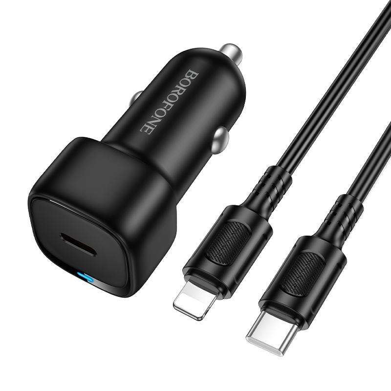BOROFONE BZ34A Cloud PD20W Type-C Car Fast Charger Set, with 1m Type-C to 8 Pin Cable(White)